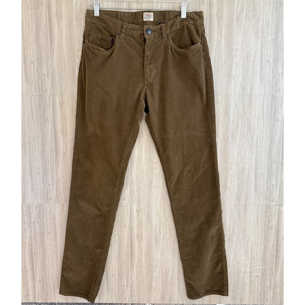 Faherty Corduroy Pants Mens 32x32 Tim Brown Organic Cotton Stretch 5-Pocket